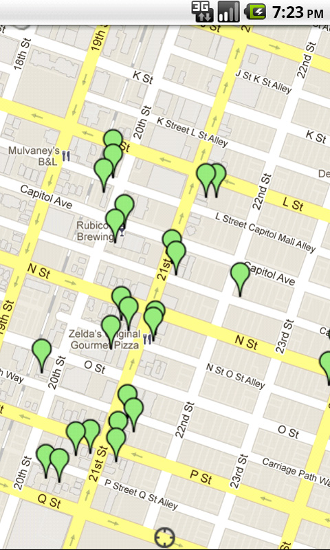 Map example with pins of inspected facilities 